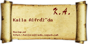 Kalla Alfréda névjegykártya